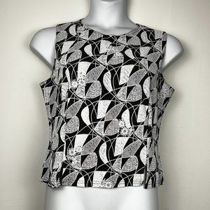 Vintage Dino Black/White Women's Large Sleeveless Top